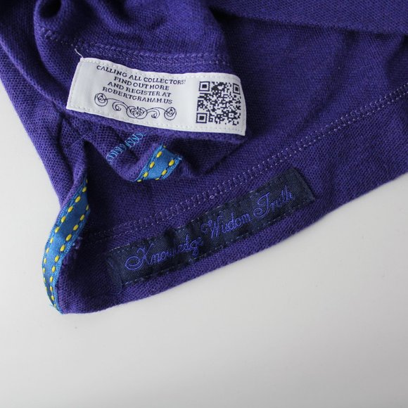 Robert Graham Polo Golf Shirt Mens M Purple Solid abstract flip collar placket - Picture 9 of 10
